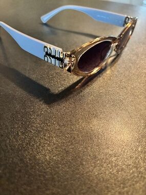 Miu Miu Oval Sunglasses, Transparent, Powder Pink w/Gold Accents
